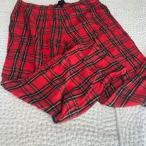 Victoria's Secret Flannel Lounge Pajamas Red and Black Plaid Elastic Drawstring